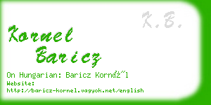 kornel baricz business card